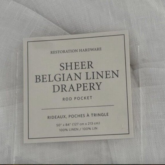 BUNDLE of 4 Restoration Hardware Sheer Belgium Linen curtain Optic White 50x84 - Picture 1 of 5